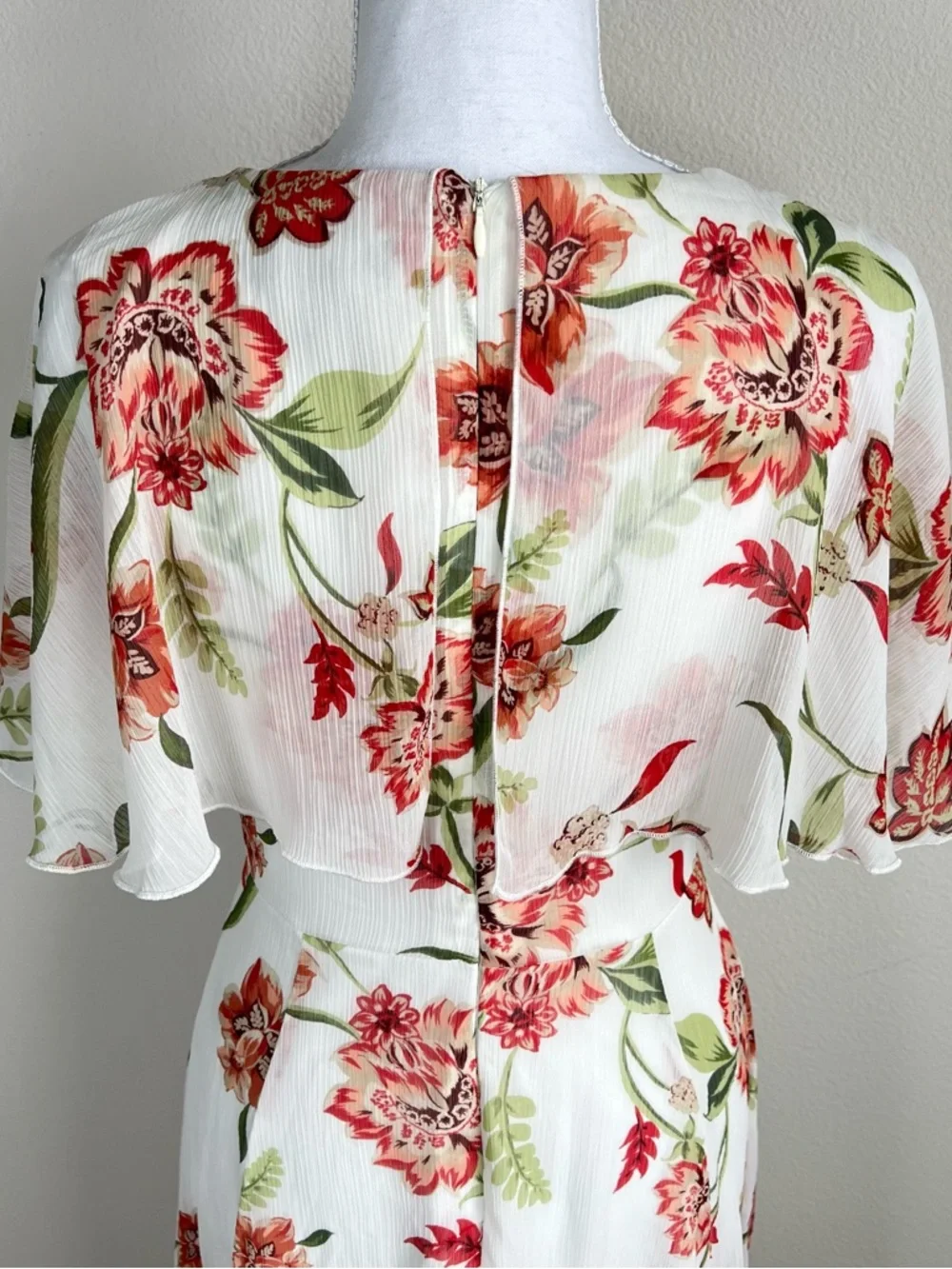 Enfocus Petite Fairy Floral Maxi Dress White Coral Romantic Easter Spring 4P - Picture 4 of 10